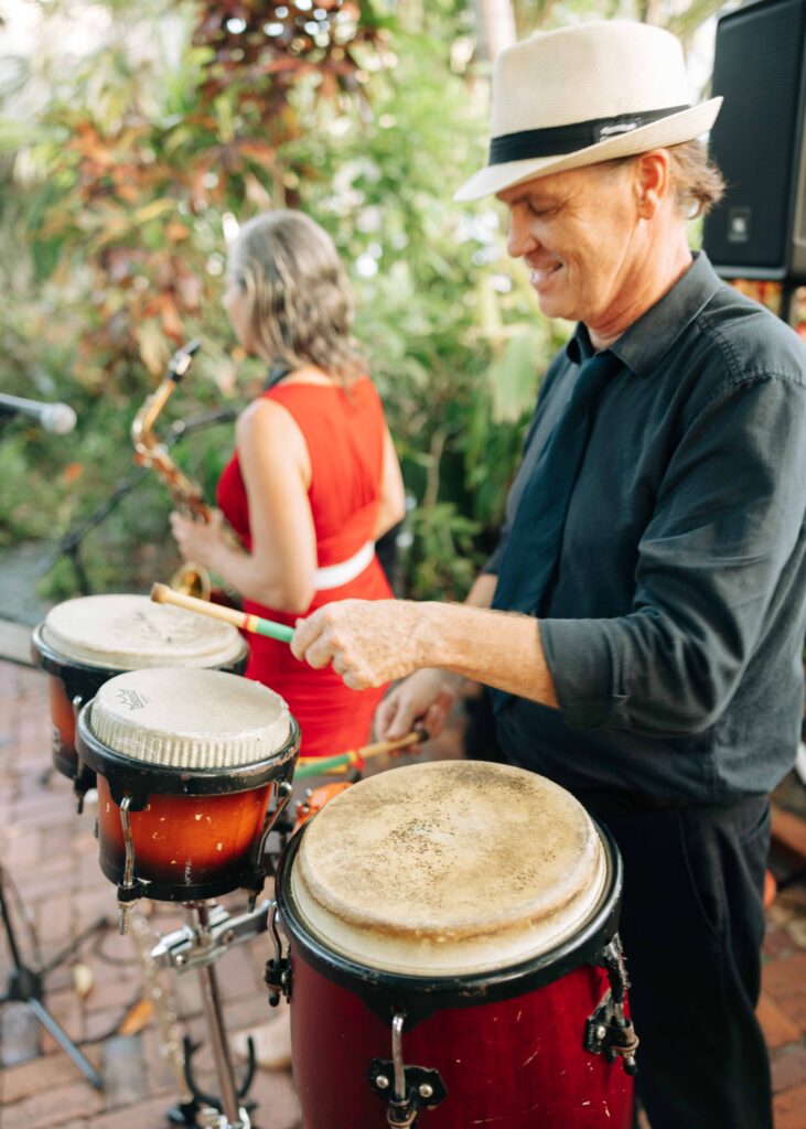 A band playing at a cocktail hour at The Audubon House and Gardens in Key West