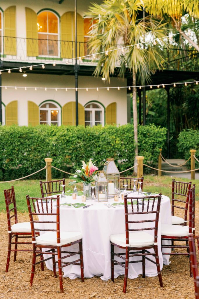 A wedding reception at the Hemingway Home in Key West