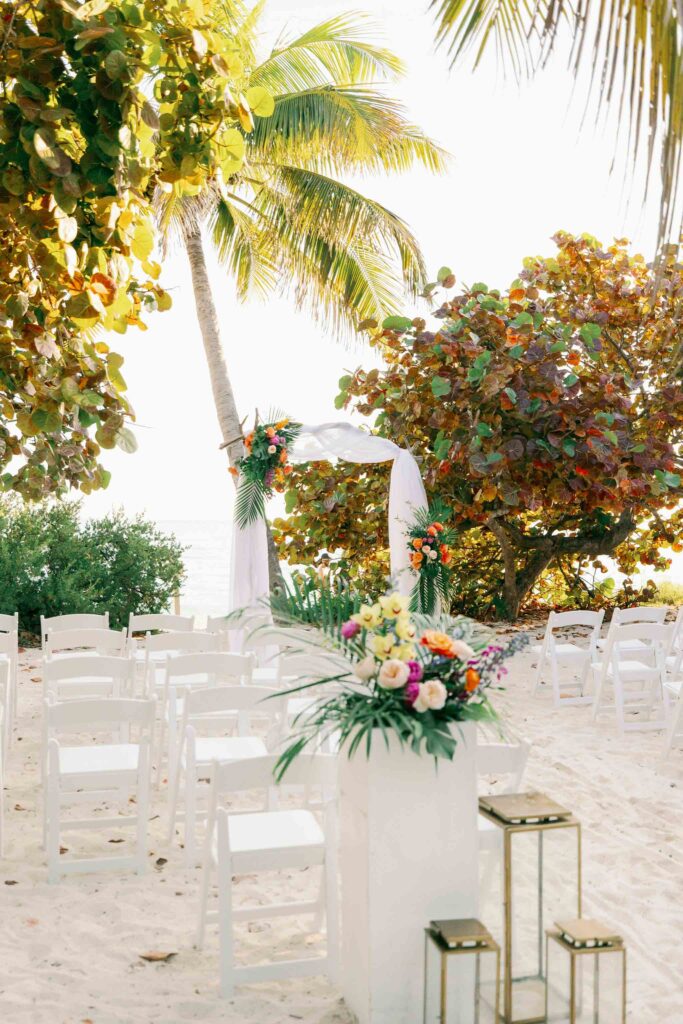 A wedding ceremony at Fort Zachary Taylor, an outdoor wedding venue in Key West, Florida