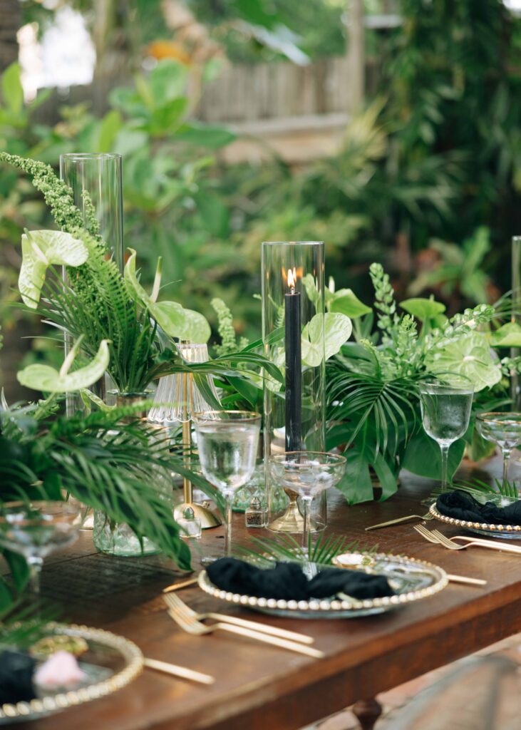 A modern tablescape at The Audubon House in Key West.