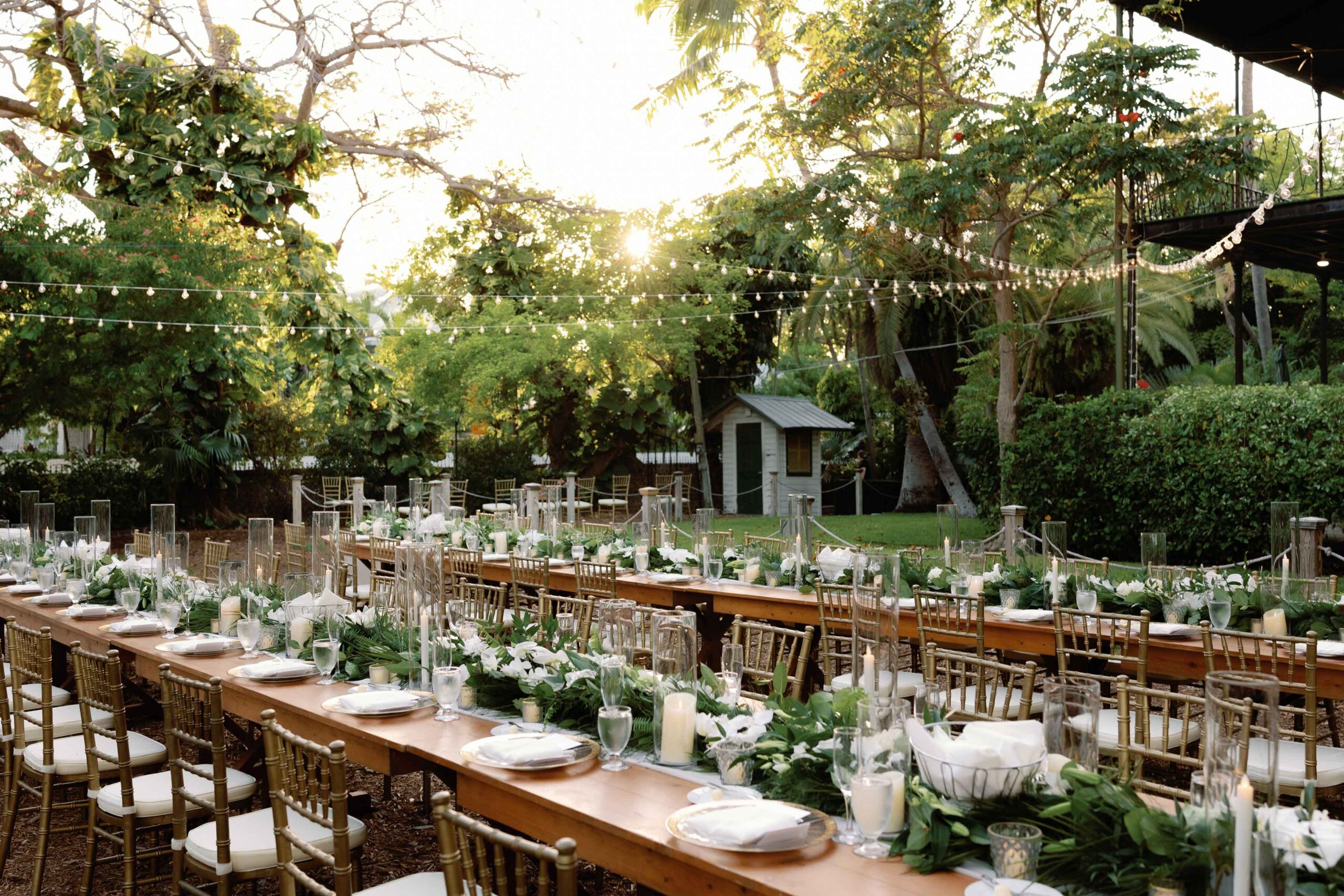 A wedding reception in the garden of The Ernest Hemingway Home